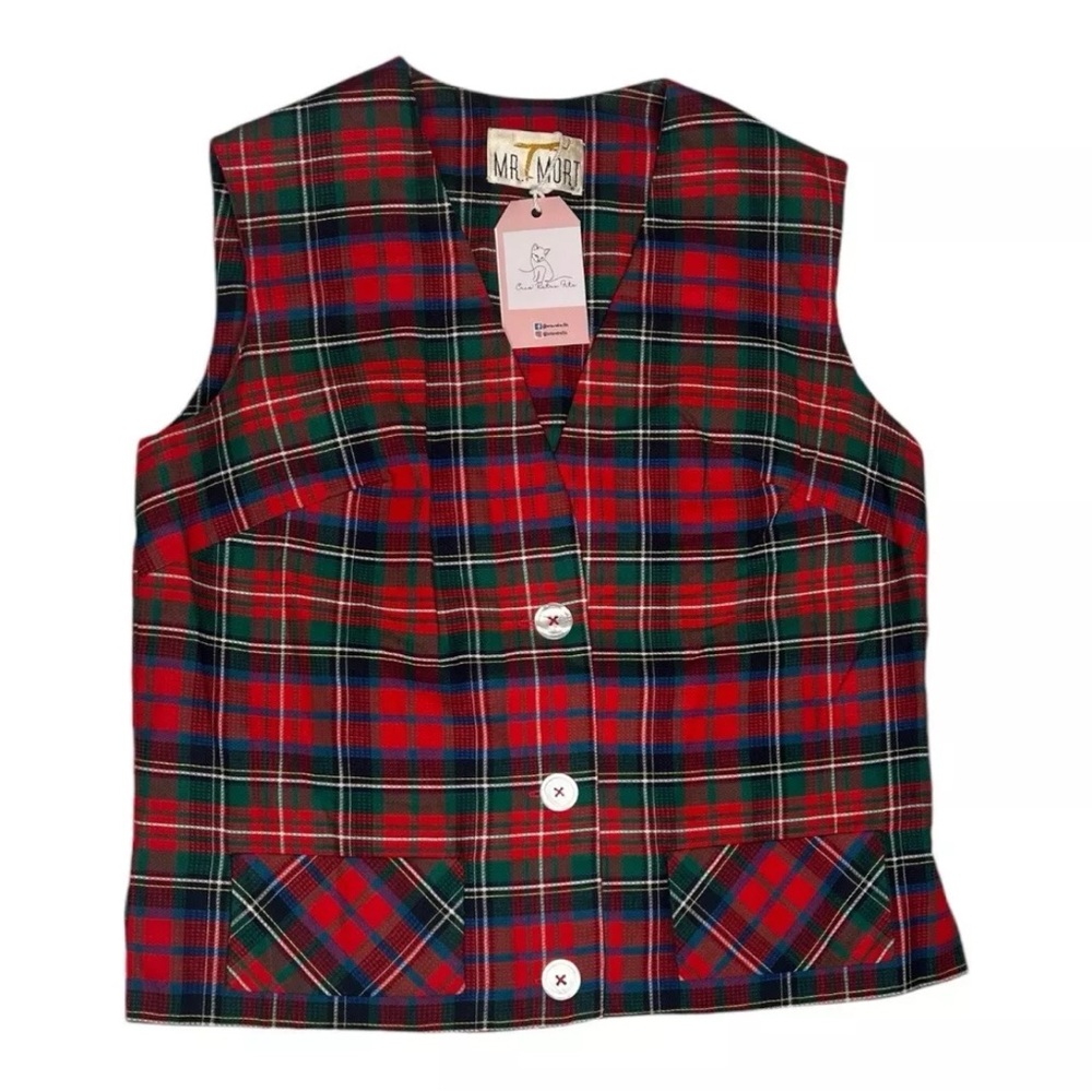 Mr. Mort 60s Vintage Red Plaid Christmas Vest Sz 11